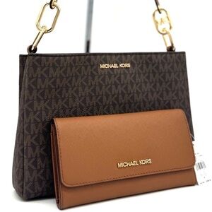 Michael Kors Trisha Medium Triple Compartment Crossbody Bag & Trifold Wallet Set